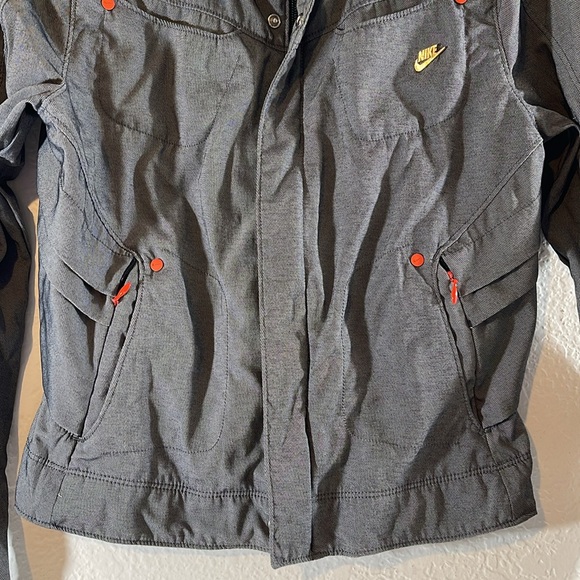 NIKE Womens Gray Jacket Orange Accents Front Zip and Snaps Slit Zip Pockets S - Picture 3 of 10